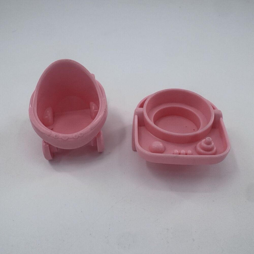 FISHER PRICE LITTLE PEOPLE DOLLHOUSE PINK BABY STROLLER BUGGY & EXERSAUCER